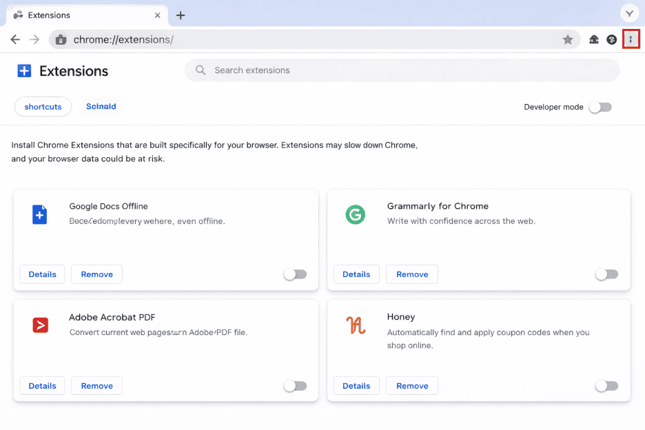 ERR_CONNECTION_RESET: How to disable browser extensions