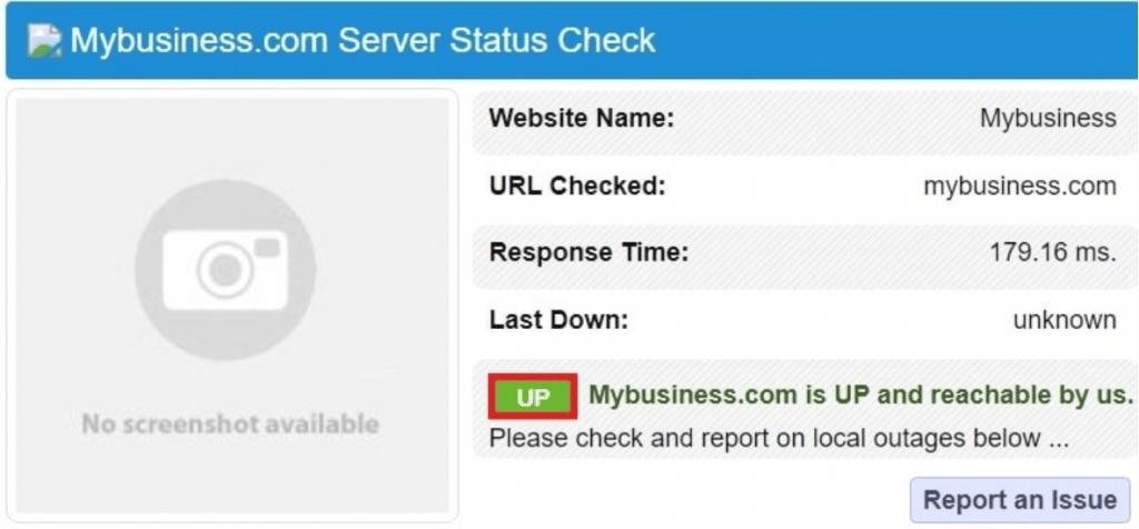 IsItDownRightNow sample on how to check if the website is shown 